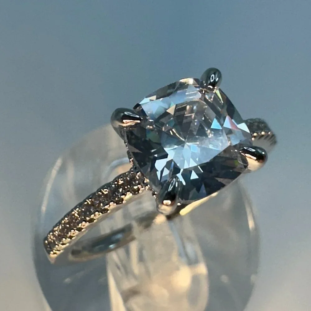 Womens Silver Plated Brass Ring Cubic Zirconia - Picture 12 of 15